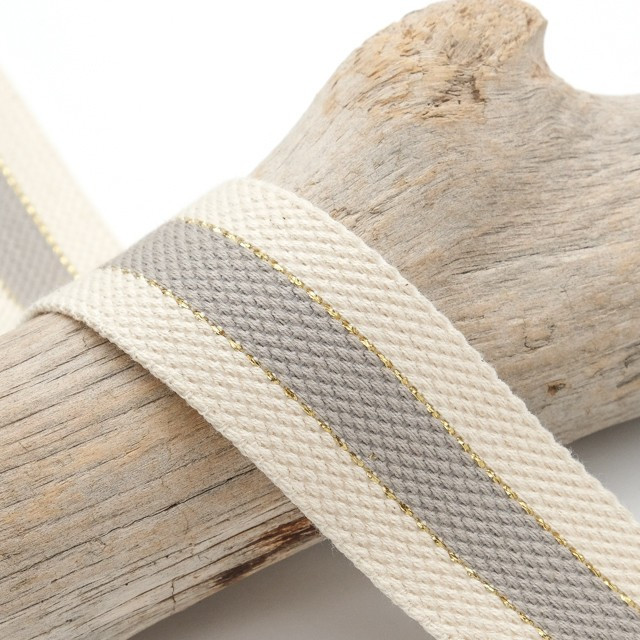 Sangle Coton Lurex Bicolore Gris Clair - Maison Klem